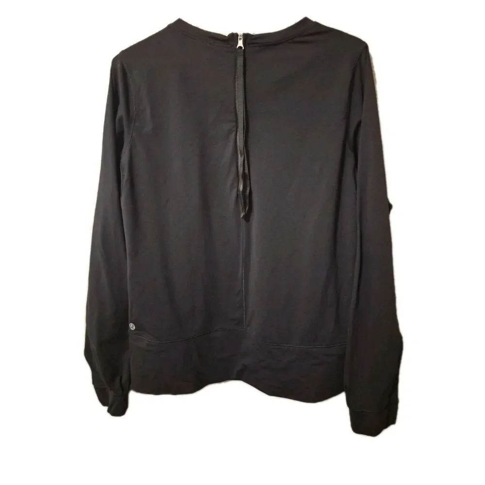 Lululemon Run : Warm Up crew Size 10 Black Rear Zip Athleisure Gorp Core - Picture 2 of 6